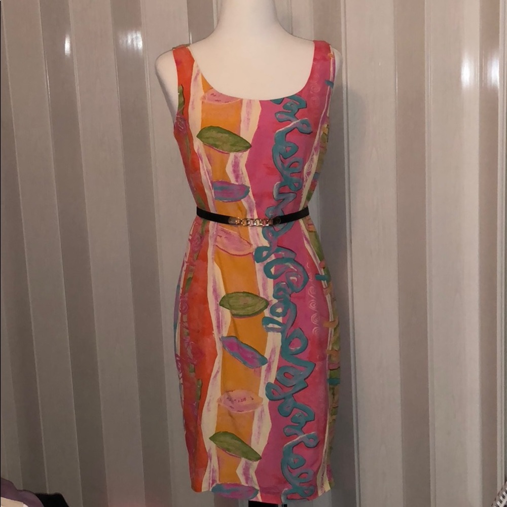 Retro design punk and orange sleeveless dress